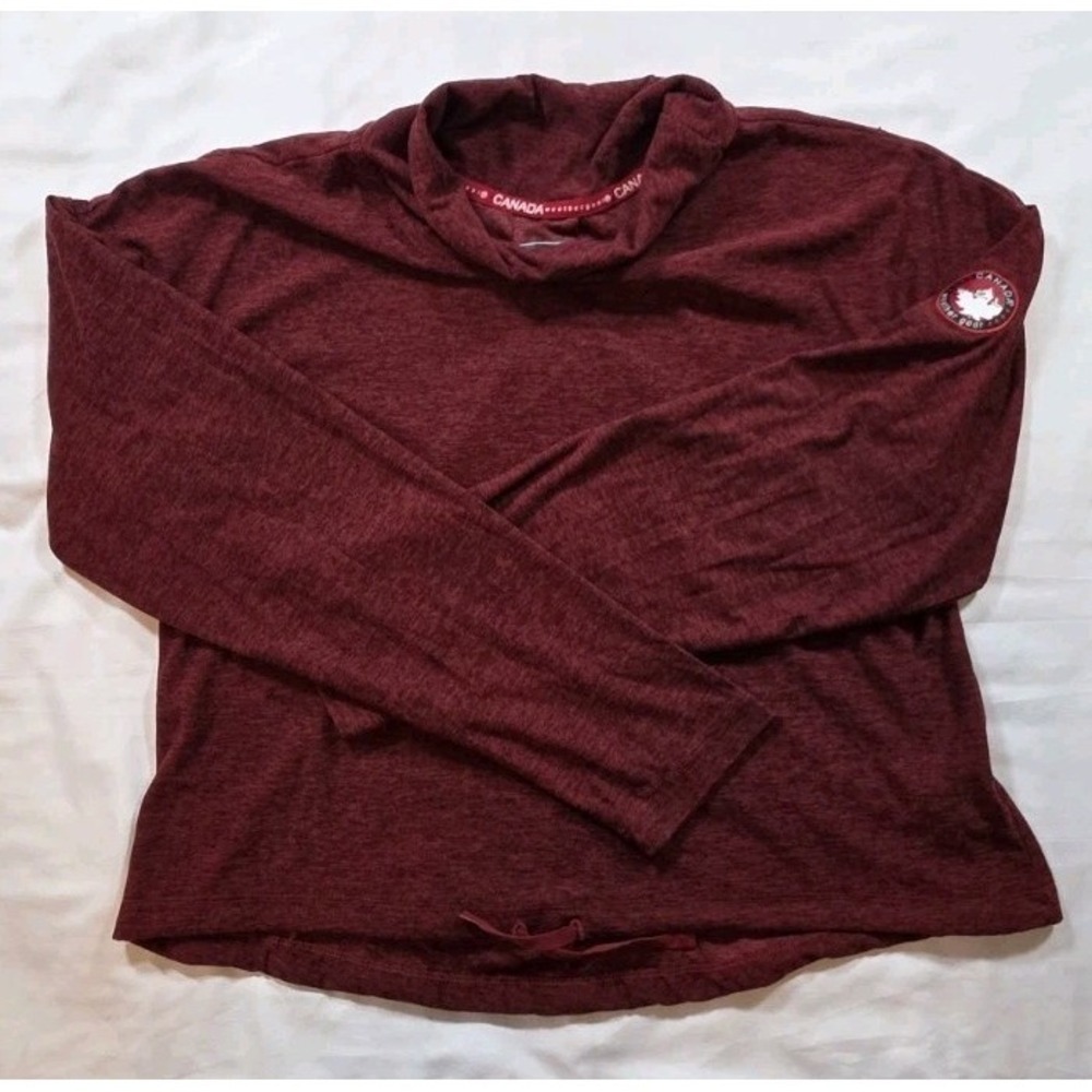 Canada Weather Gear Knit Mock Neck Pullover Tie Waist Maroon Women's Medium‎